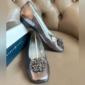 Karen Scott Tinsel Pewter Embellished Flats